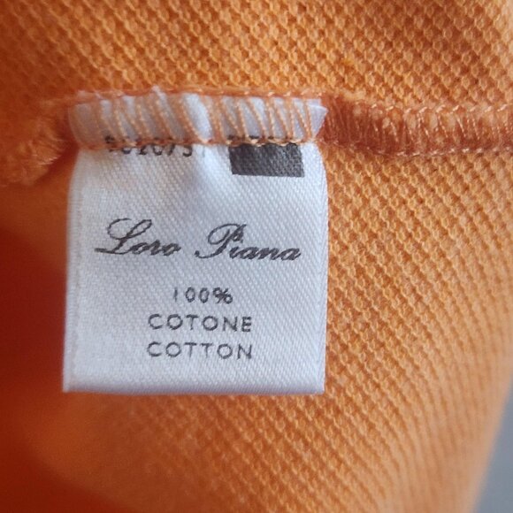 Loro Piana Polo Shirt Mens Large Orange 100% Cotton Made in Italy Pocket Luxury - Picture 6 of 10